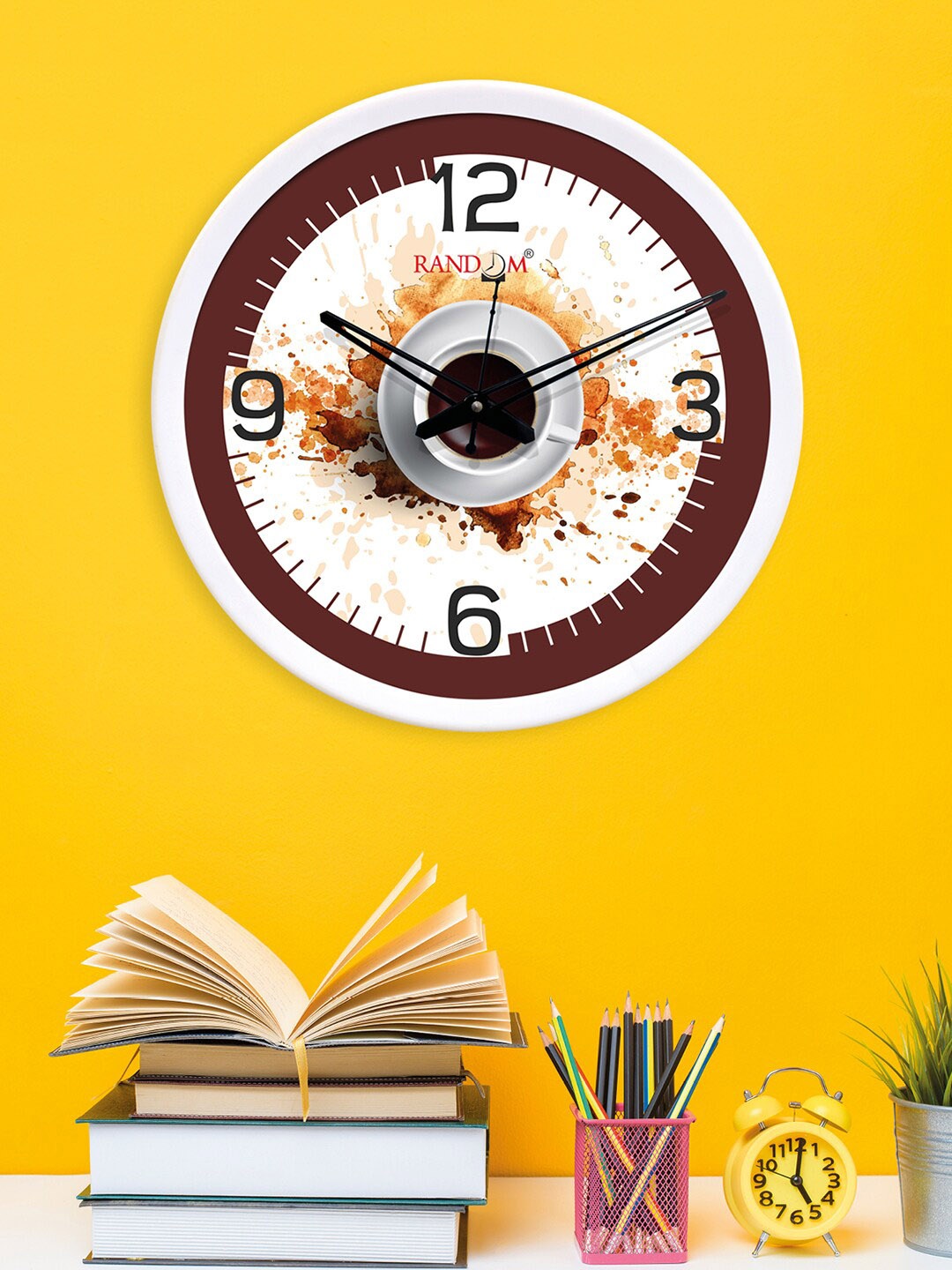 

RANDOM White & Brown Round Printed 30Cm Analogue Wall Clock