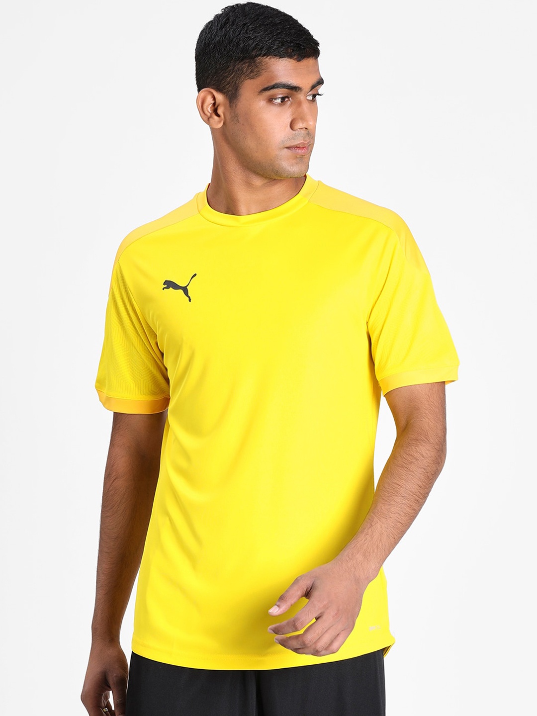 

Puma Men Yellow Solid Round Neck T-shirt