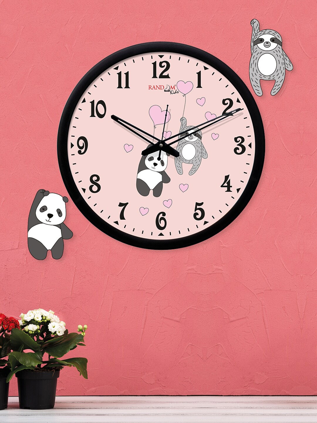 

RANDOM Multicolored Friends Panda Round Shaped Wall Clock With One Plaque And Glass, Multi