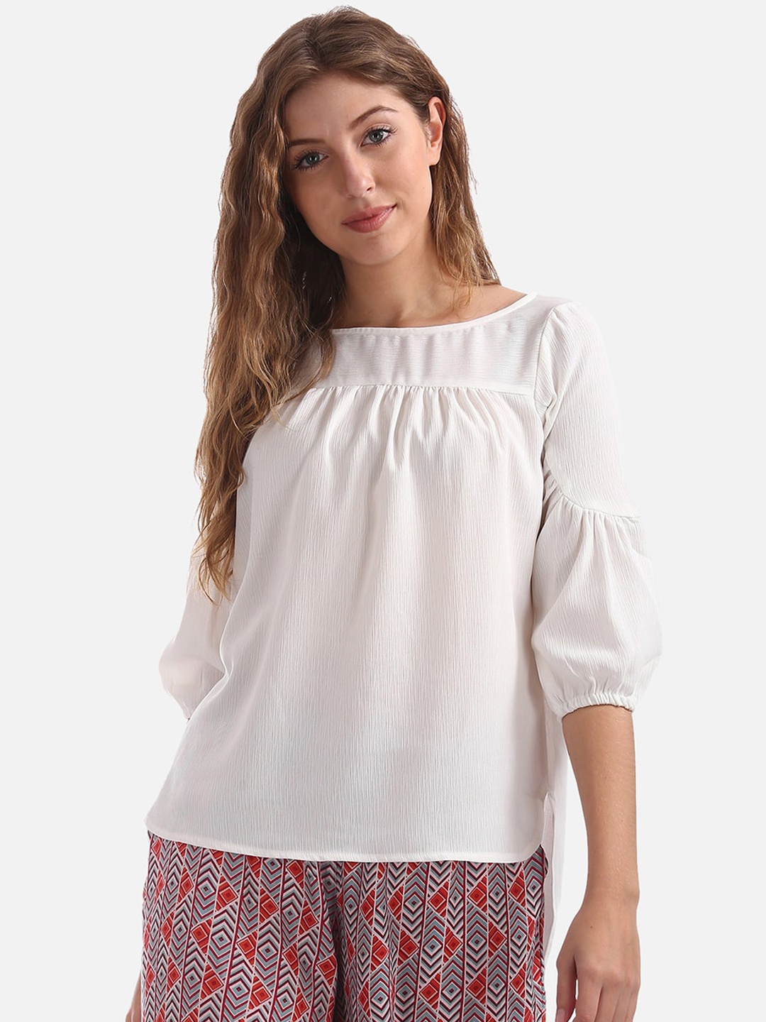 

Cherokee Women White Solid High-Low Top