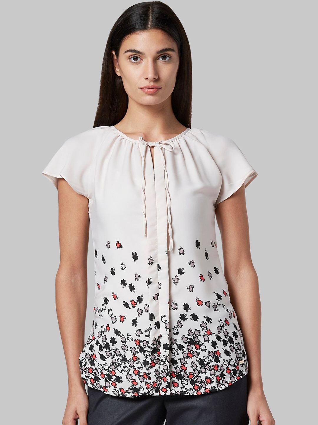 

Park Avenue Women Off-White Printed Shirt Style Top