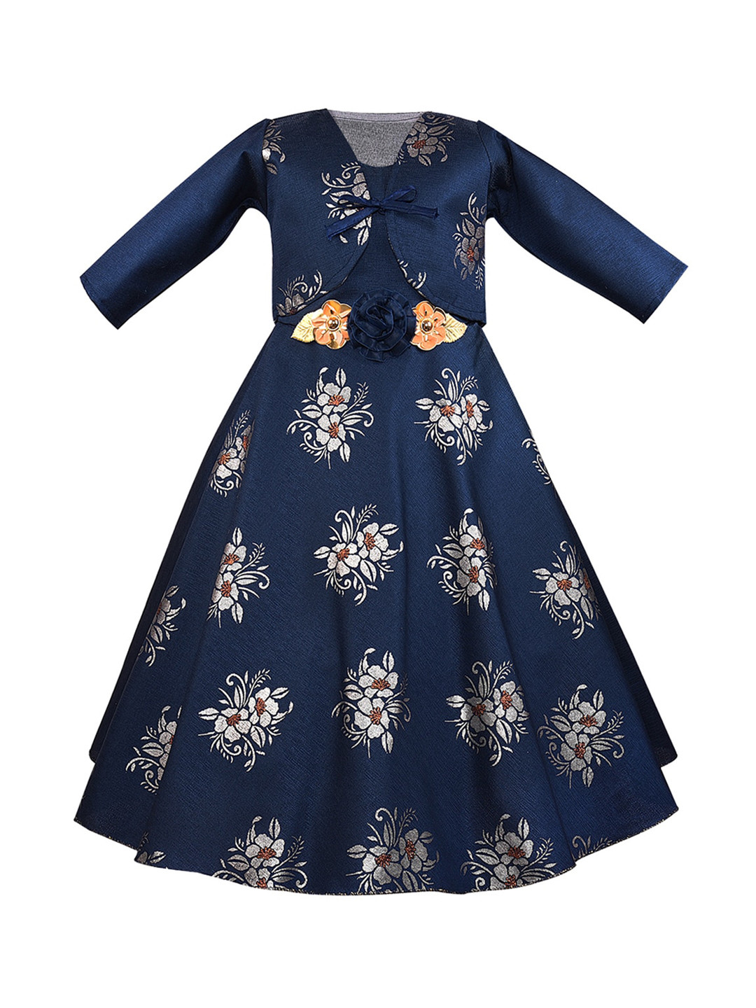 

Wish Karo Girls Navy Blue Printed Fit and Flare Dress