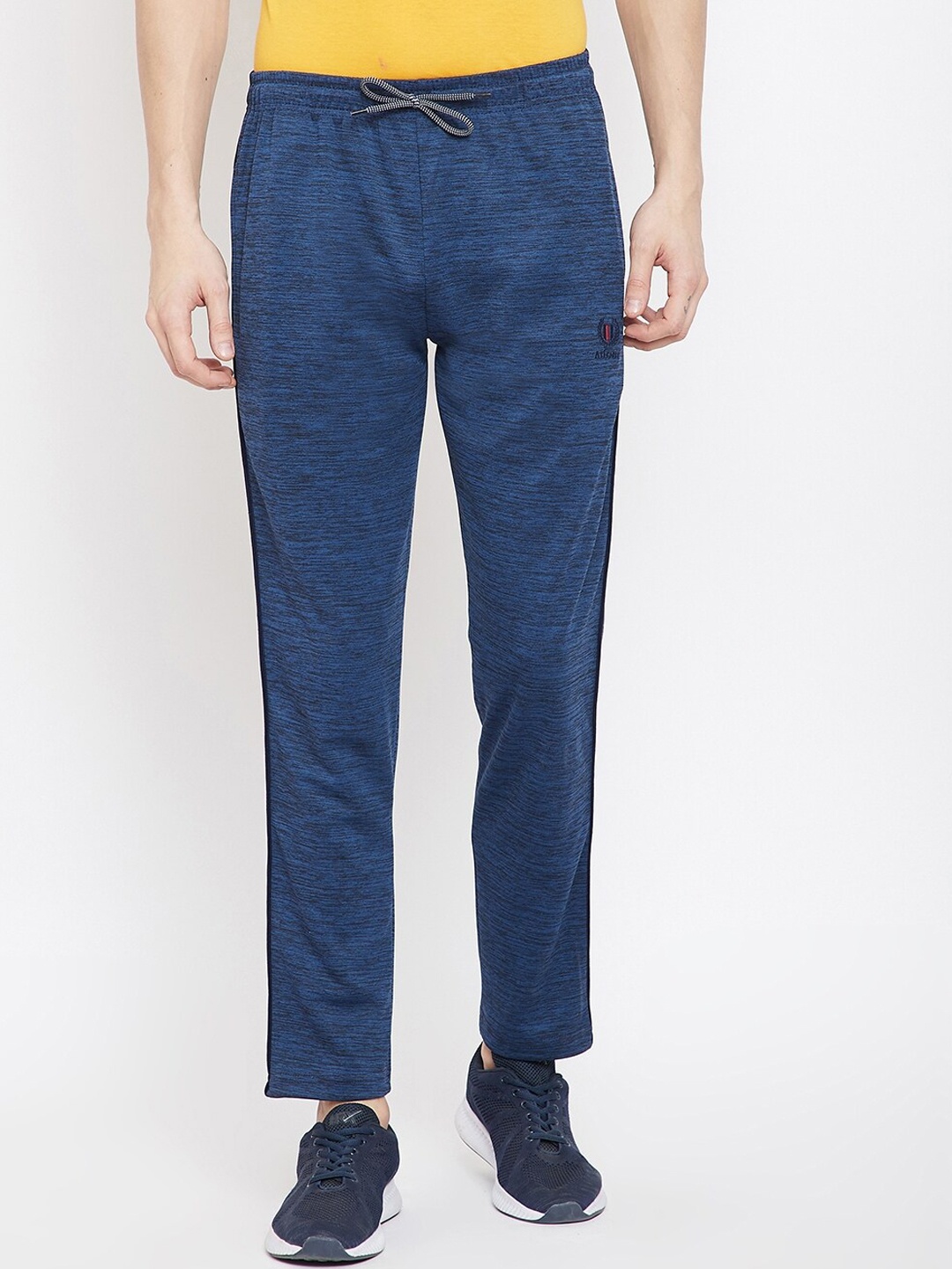 

Adobe Men Navy Blue Self-Design Straight-Fit Track Pants