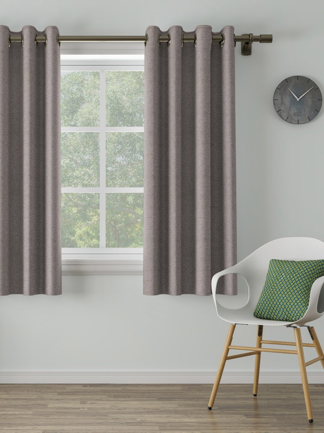 

DDecor Grey Self Design Single Window Curtain