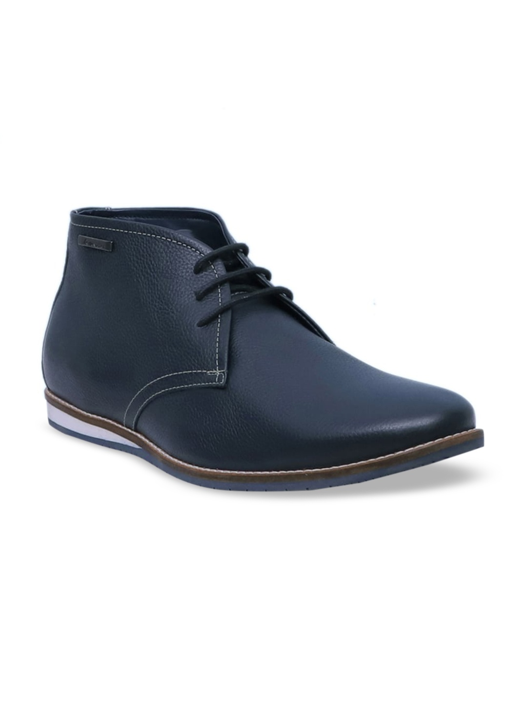 

Alleviater Men Navy Blue Solid Leather Mid-Top Derbys