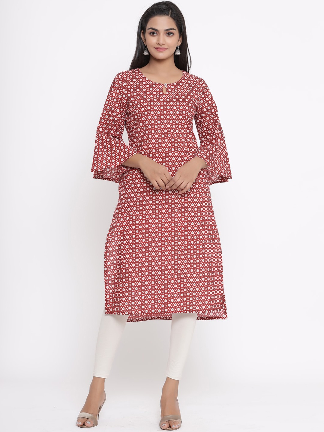 

Sangria Women Red & White Printed Straight Kurta