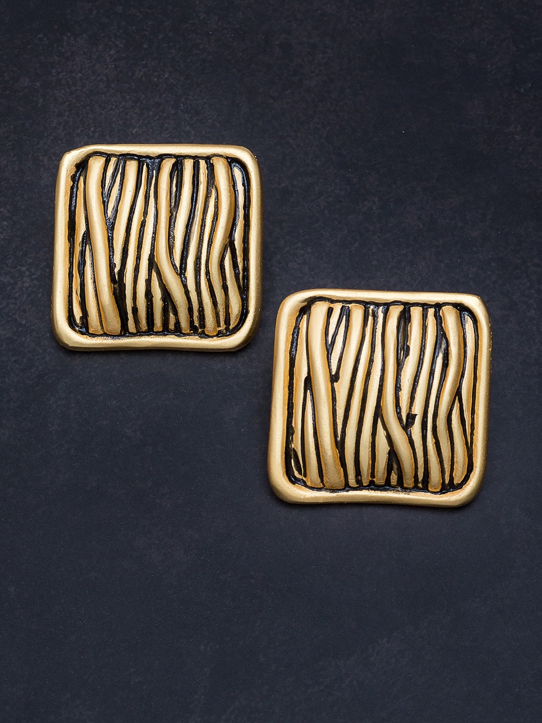

Golden Peacock Gold-Toned Square Drop Earrings