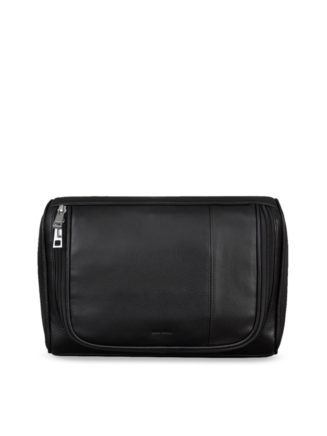 

MAI SOLI Unisex Black Solid Leather Toiletry Bag