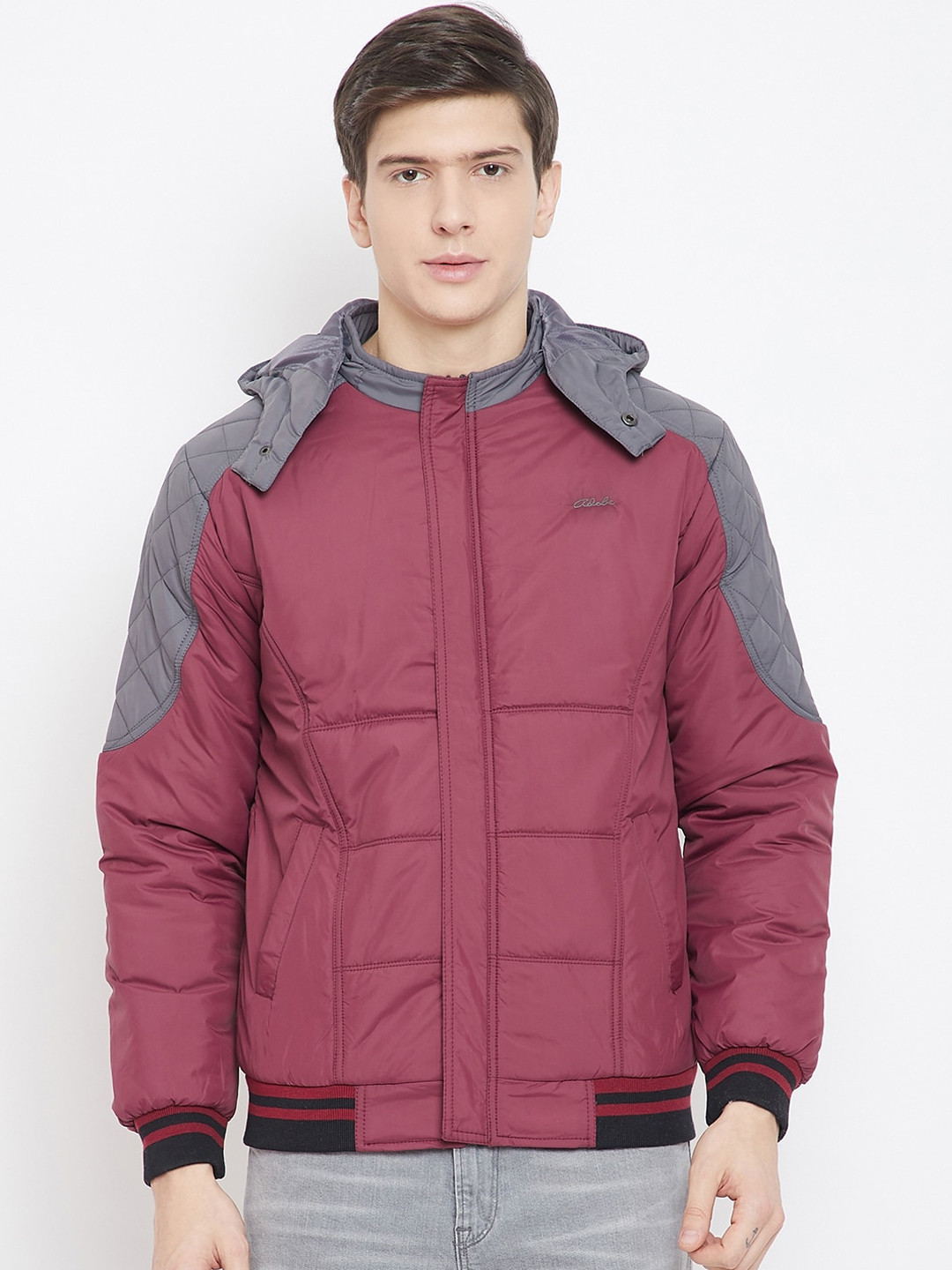 

Adobe Men Burgundy Colourblocked Lightweight Bomber