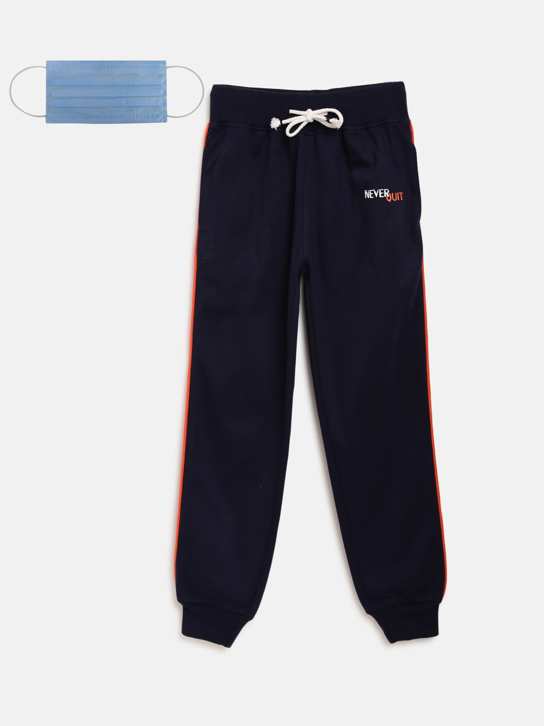 

Lil Tomatoes Boys Navy Blue Solid Straight-Fit Track Pants