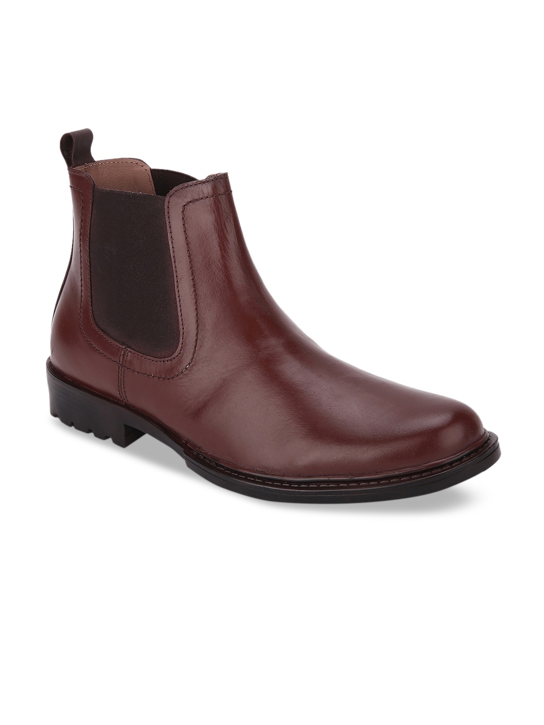 

LOUIS STITCH Men Brown Solid Leather High-Top Flat Boots