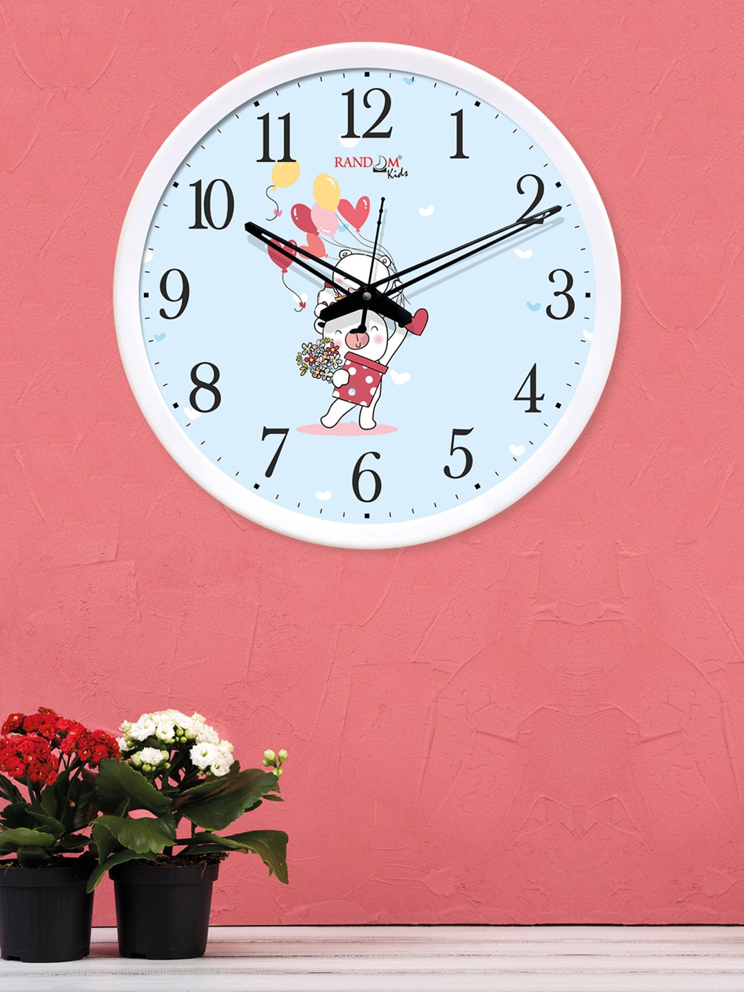 RANDOM White Round Printed 30 cm Analogue Wall Clock