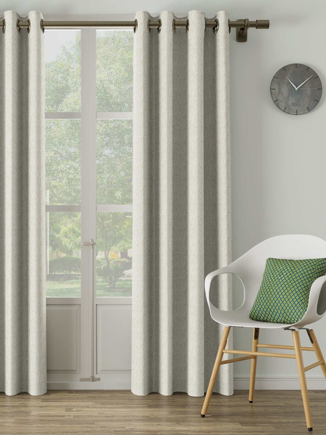 

DDecor Beige Printed Single Door Curtain