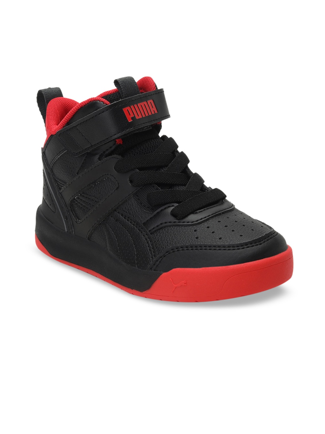 

Puma Kids Black Solid Synthetic Leather Backcourt High-Top Sneakers
