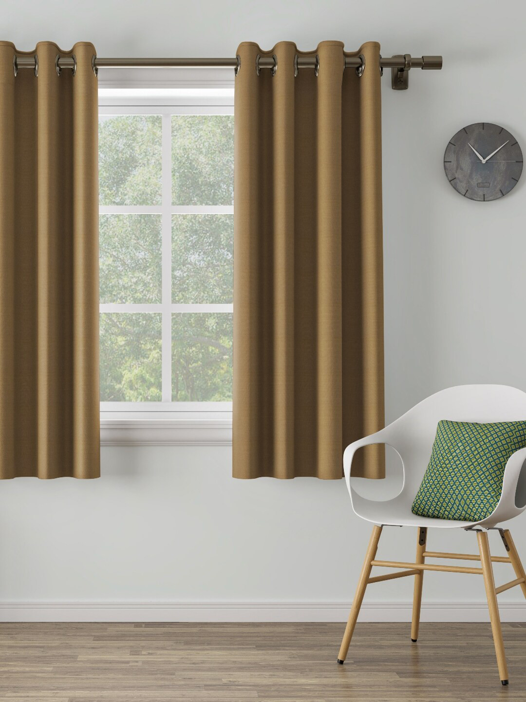 

DDecor Brown Self Design Single Window Curtain