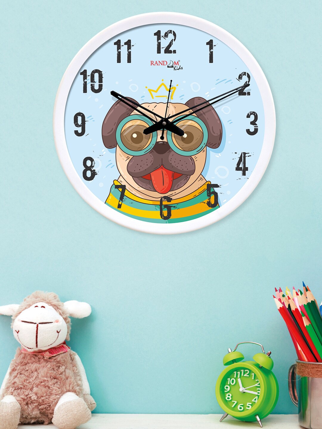 RANDOM Blue Round Printed 30Cm Analogue Wall Clock
