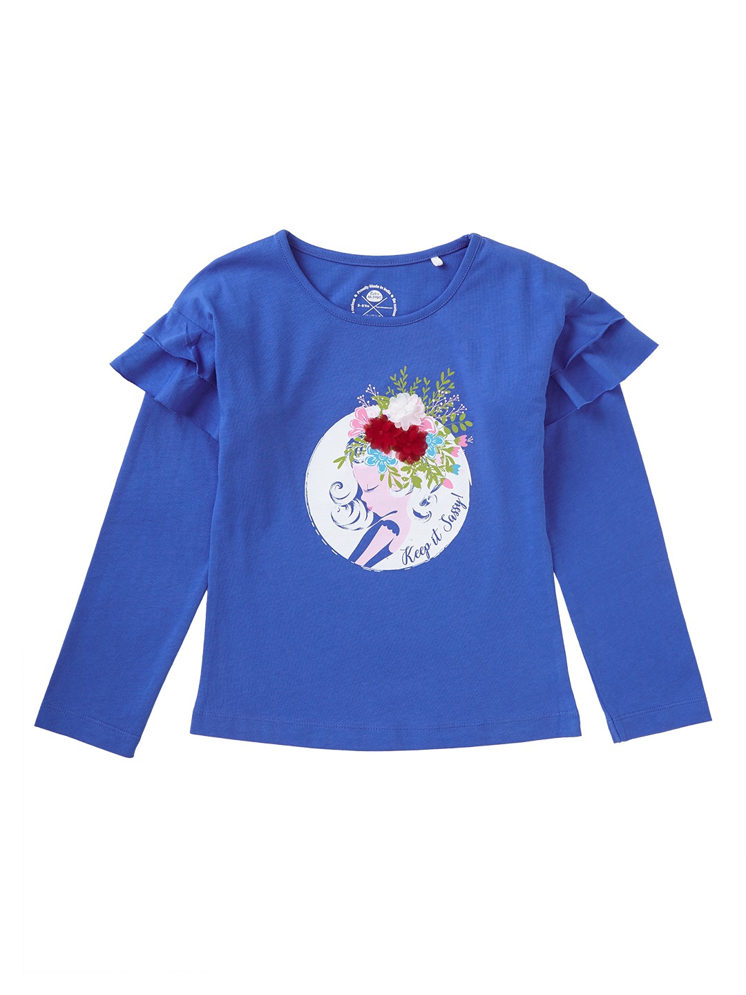 

Cub McPaws Girls Blue Printed Round Neck T-shirt