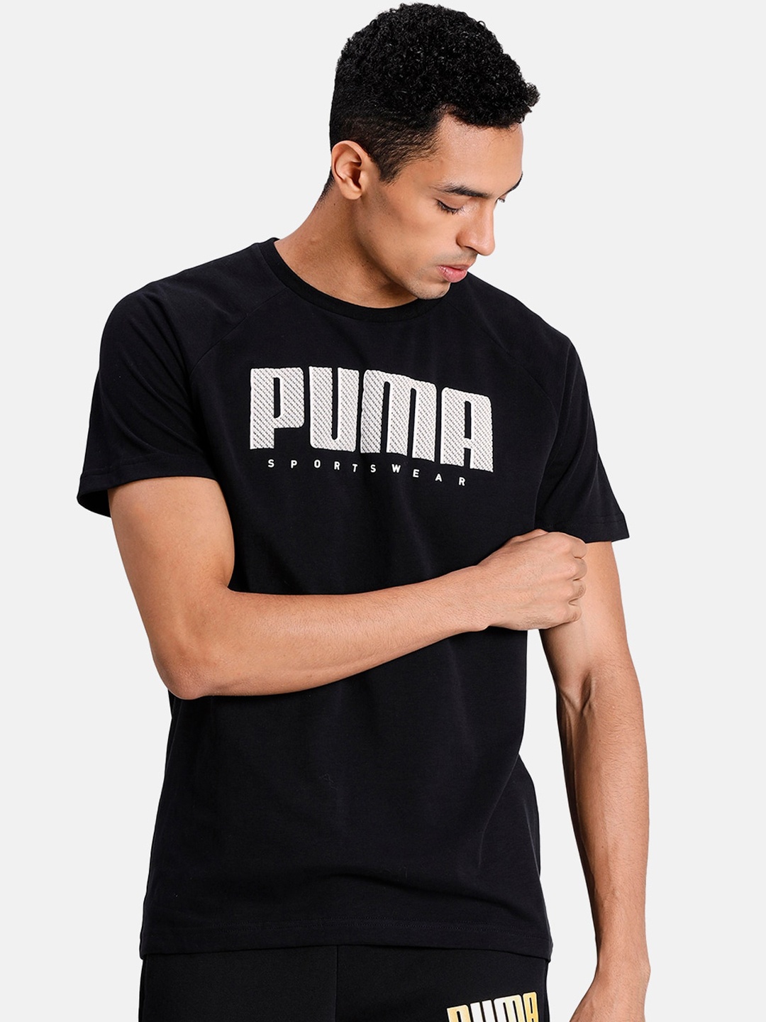 

Puma Men Black Printed Round Neck T-shirt