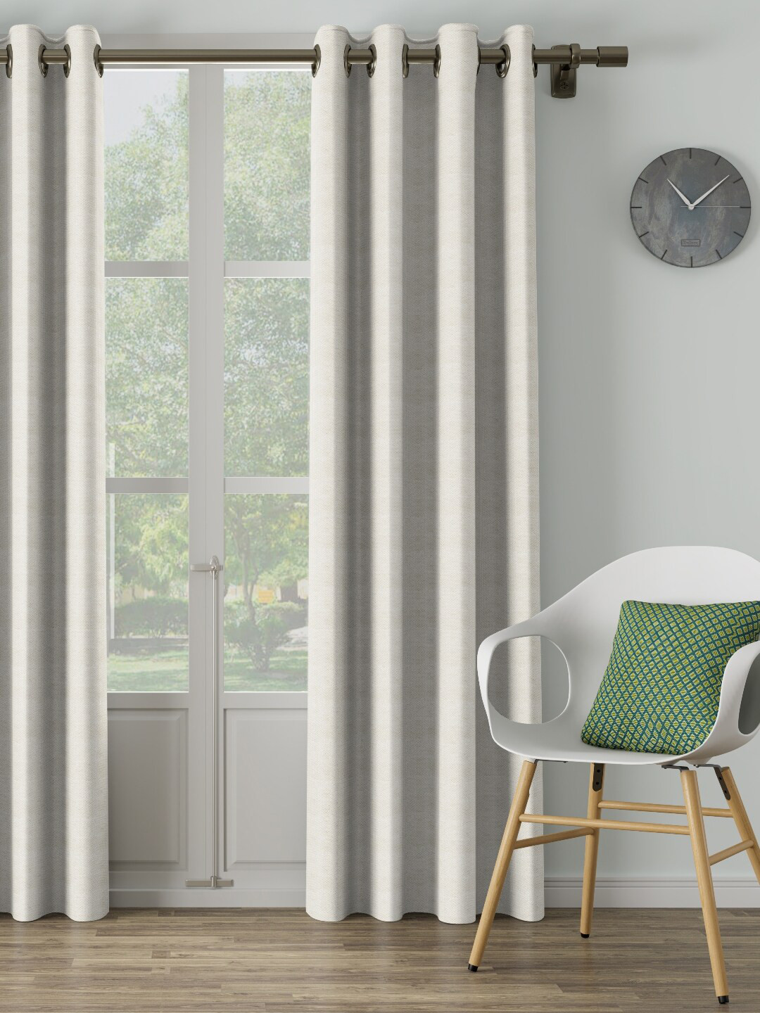 

DDecor White Solid Single Curtain