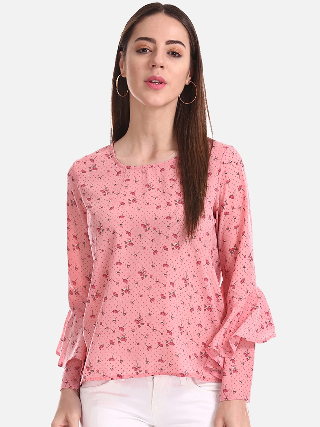 

Cherokee Women Pink Floral Printed Top