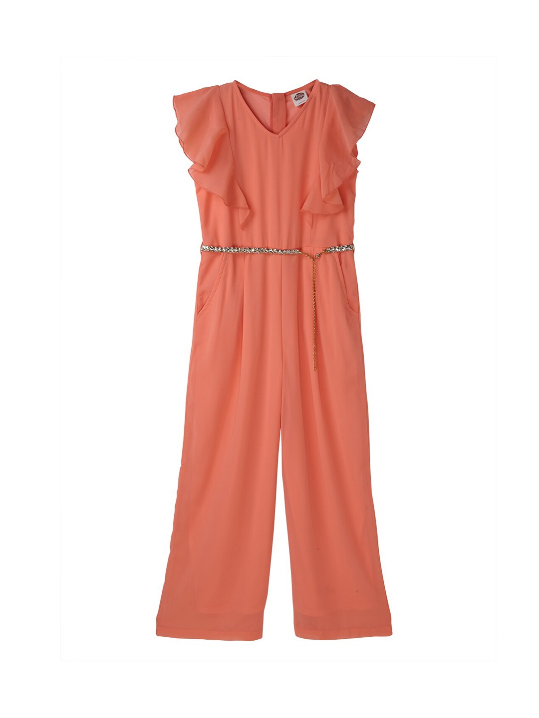 

Cub McPaws Girls Coral Solid Basic Jumpsuit