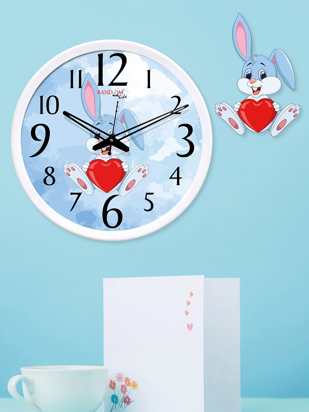 

Random White & Blue Cute Rabbit Wall Clock with 1 Rabbit Shape Plaque