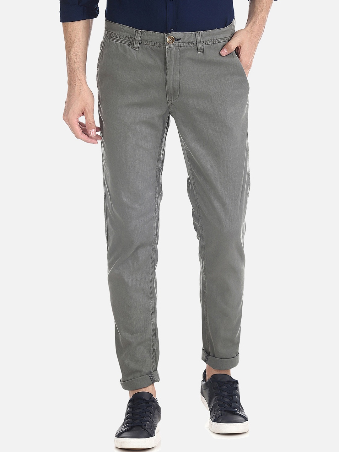 

Cherokee Men Grey Slim Fit Solid Regular Trousers