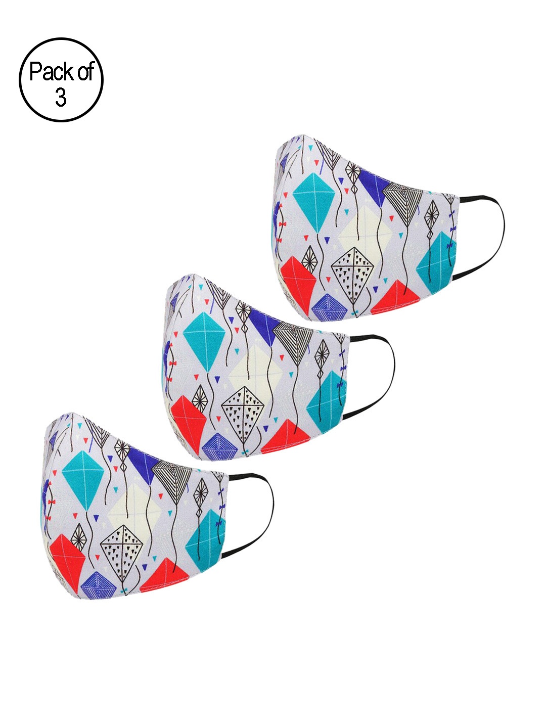 

Tossido Unisex Kids Pack Of 3 Printed 3-Ply Protective Outdoor Masks, Multi