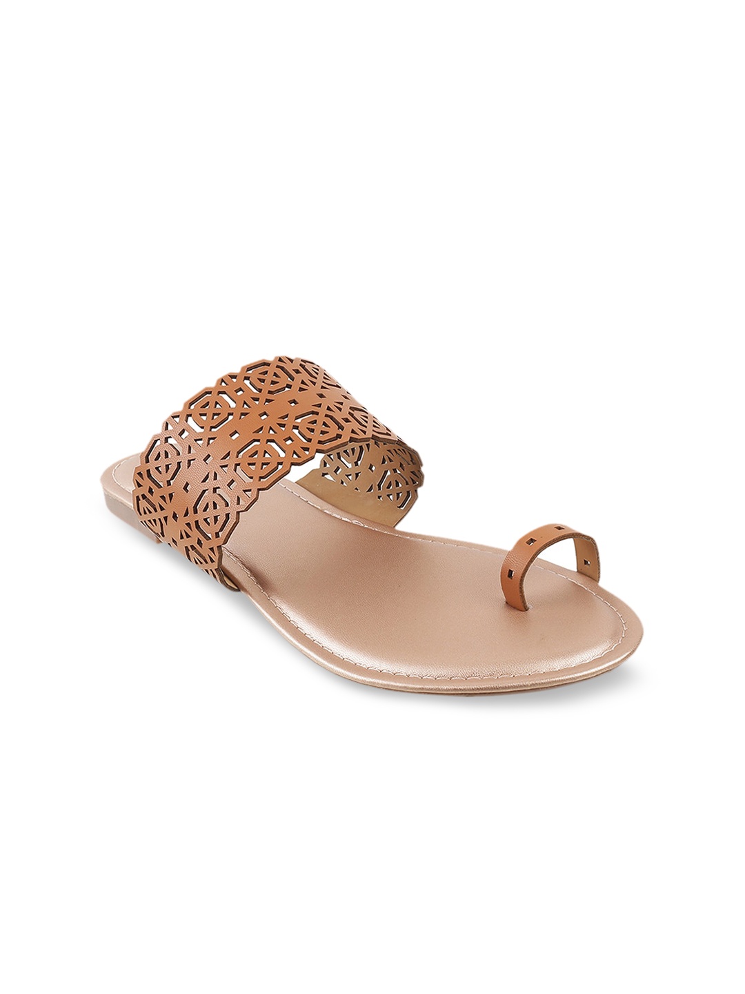 

Metro Women Tan Brown Textured One Toe Flats