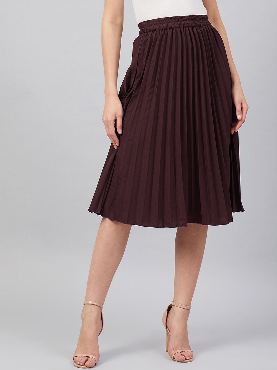 

RARE Maroon A-Line Midi Skirt