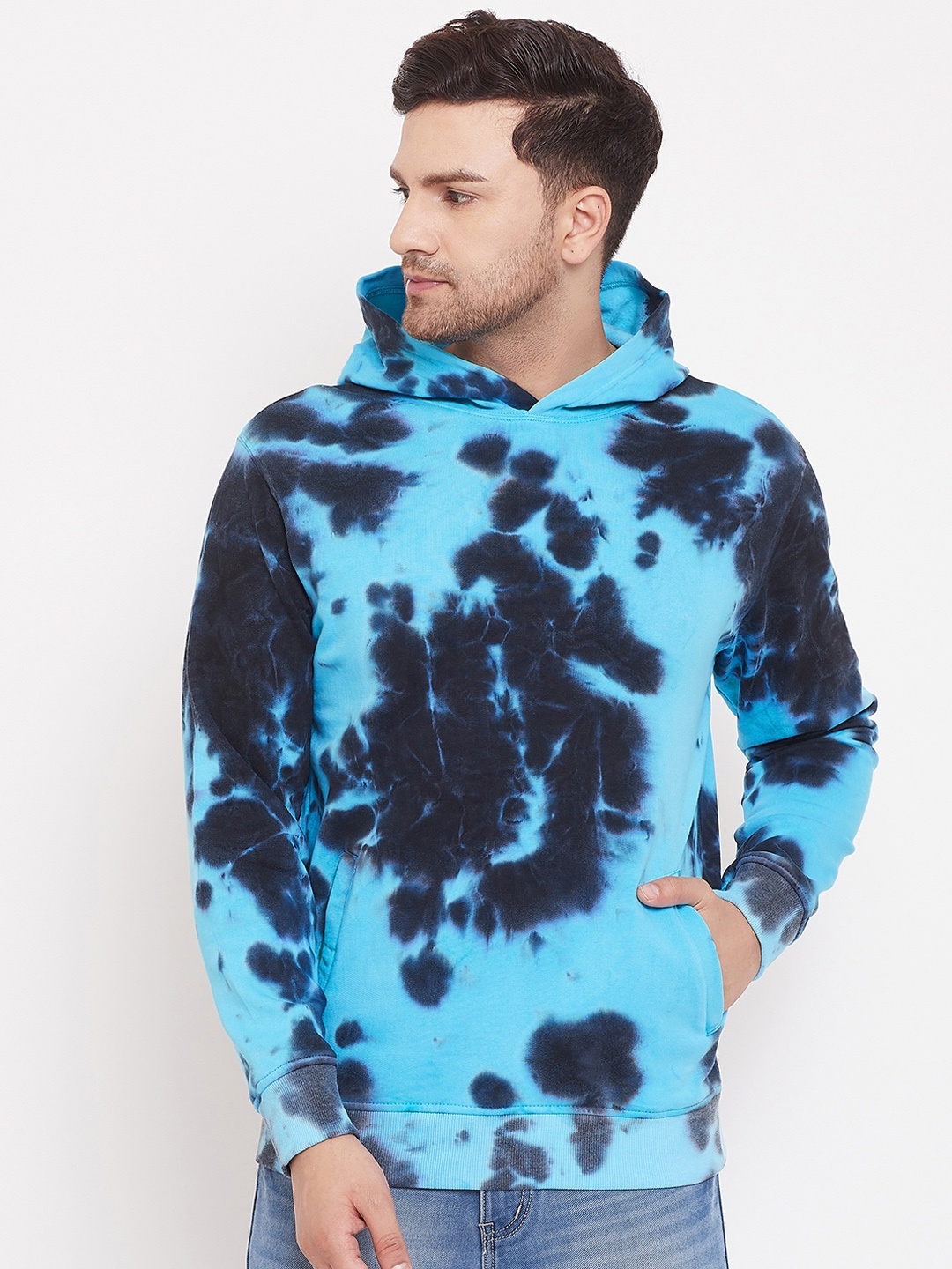 

CHILL WINSTON Men Blue Printed Hooded Sweatshirt