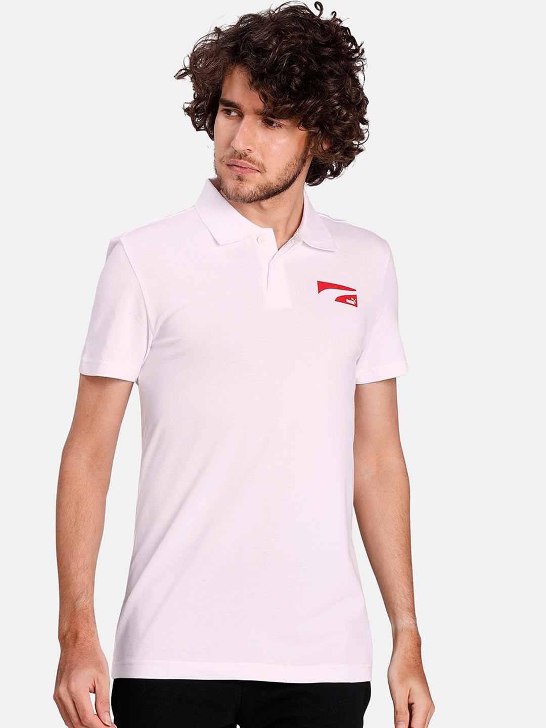 

Puma Men White Solid Polo Collar T-shirt