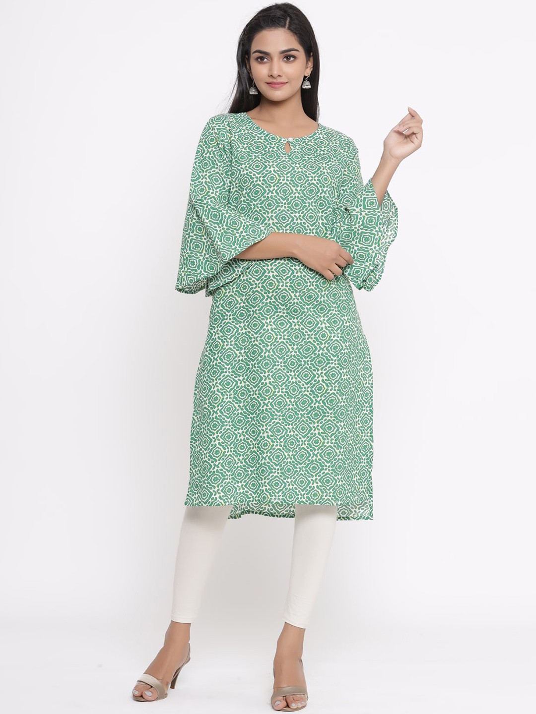 

Sangria Women Green Printed Straight Kurta