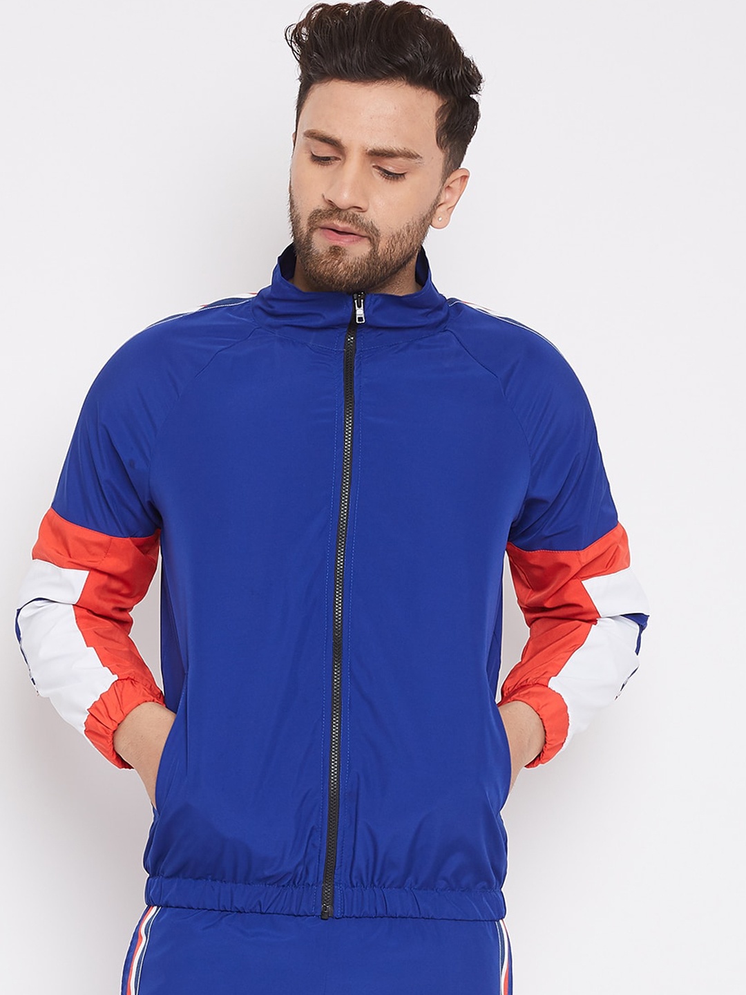 

FUGAZEE Men Blue Printed Sporty Jacket