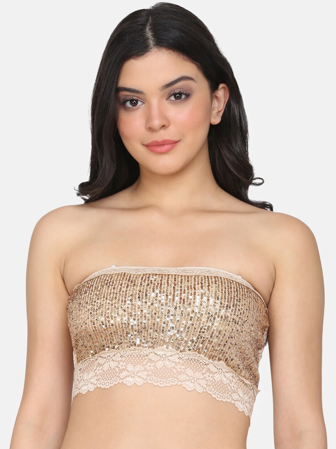 

Da Intimo Beige Self Design Non-Wired Lightly Padded Bralette Bra DI-1304