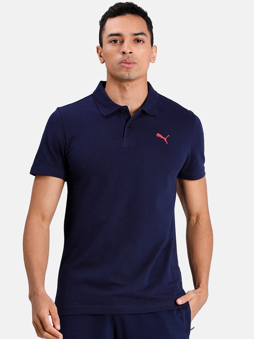 

Puma Men Navy Blue Printed Polo Collar T-shirt