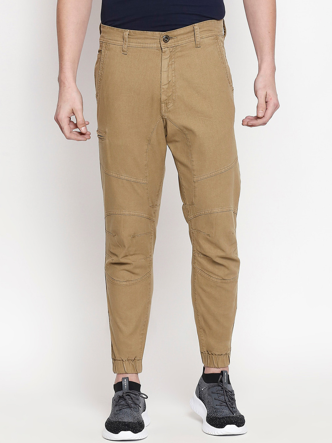 

Mufti Men Khaki Brown Tapered Fit Solid Joggers