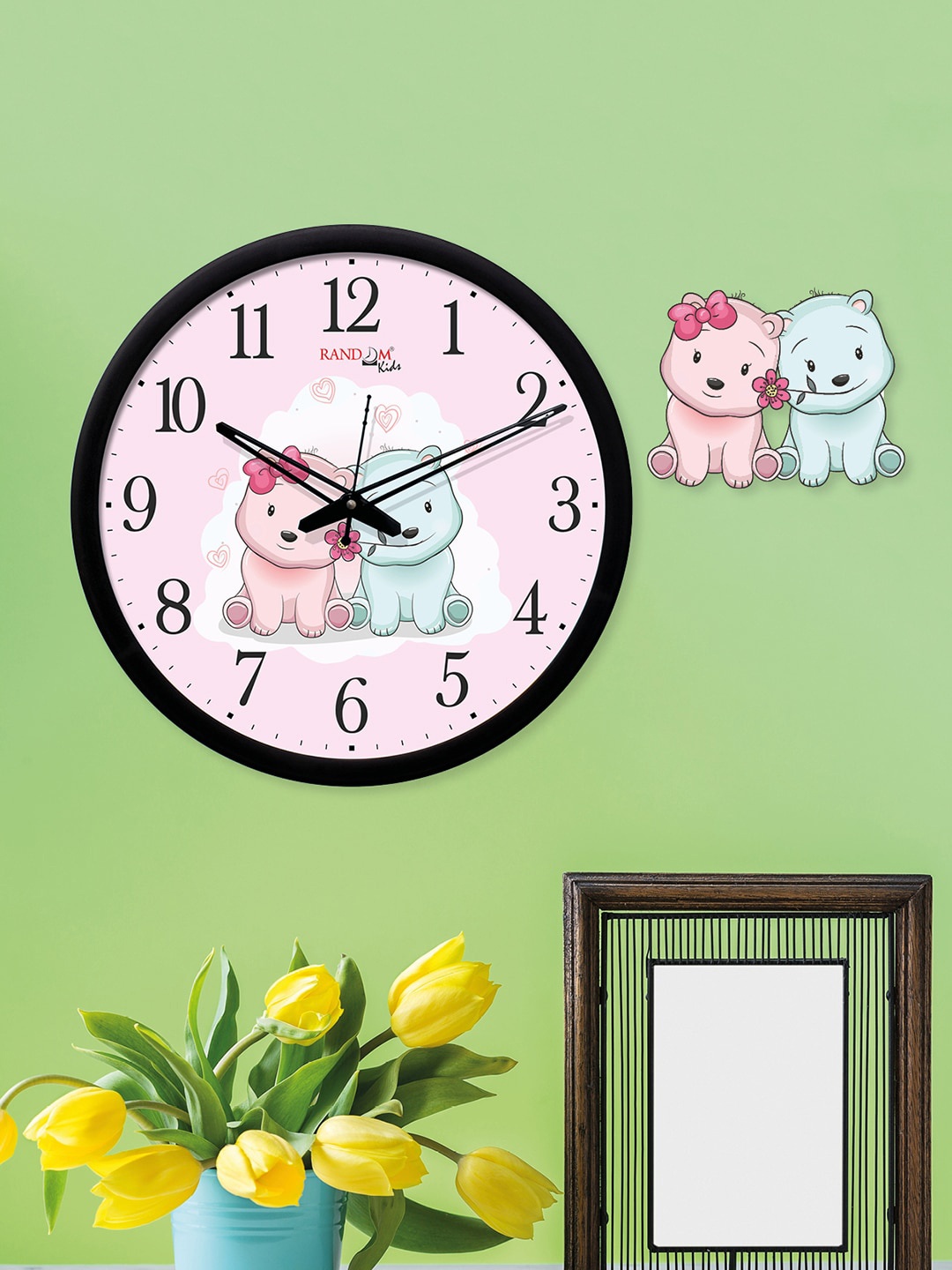 

RANDOM Black & Pink Round Printed 30.48cm Analogue Wall Clock