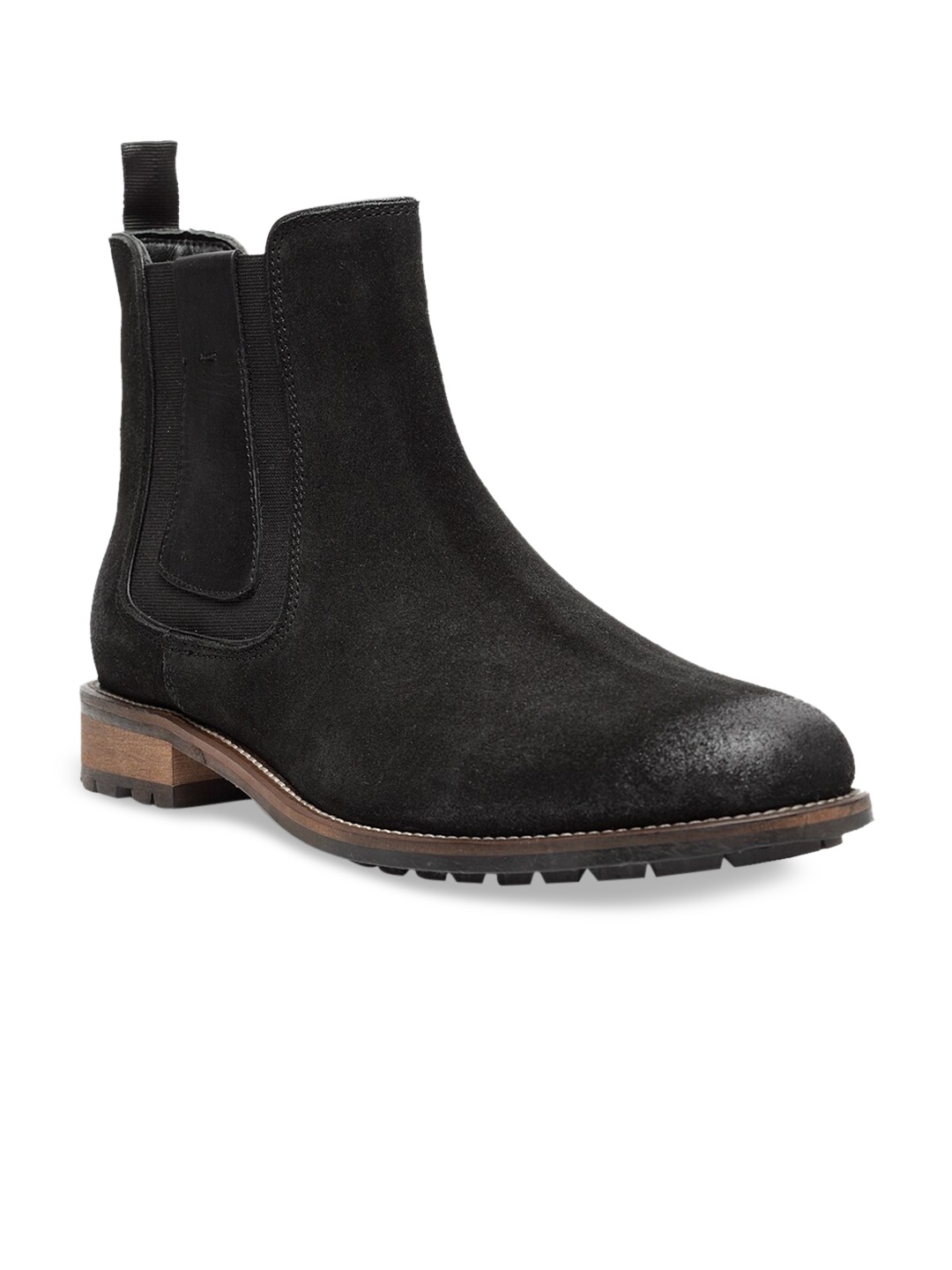 Teakwood Leathers Men Black Solid Leather High-Top Flat Boots