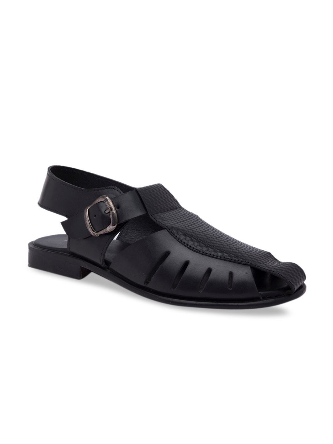 

Regal Men Black Leather Fisherman Sandals