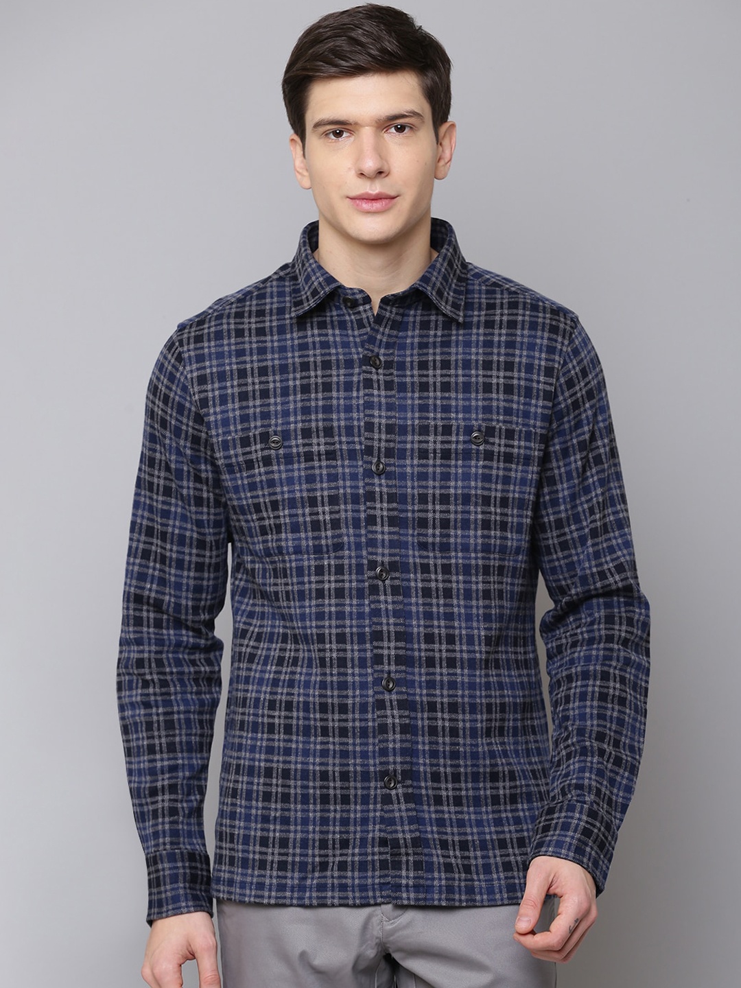 

GANT Men Blue & Black Regular Fit Checked Casual Shirt
