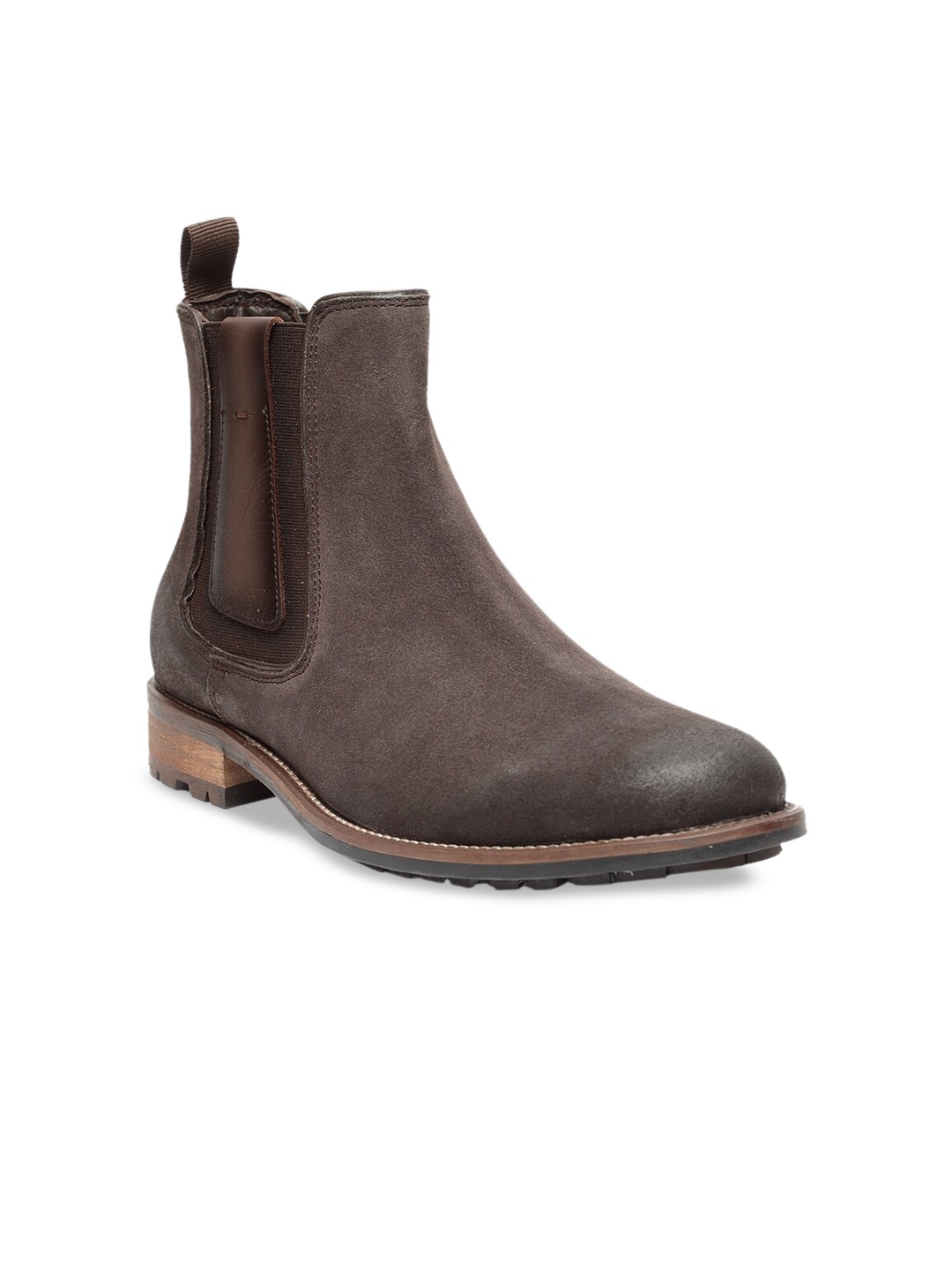 

Teakwood Leathers Men Brown Solid Leather High-Top Flat Boots