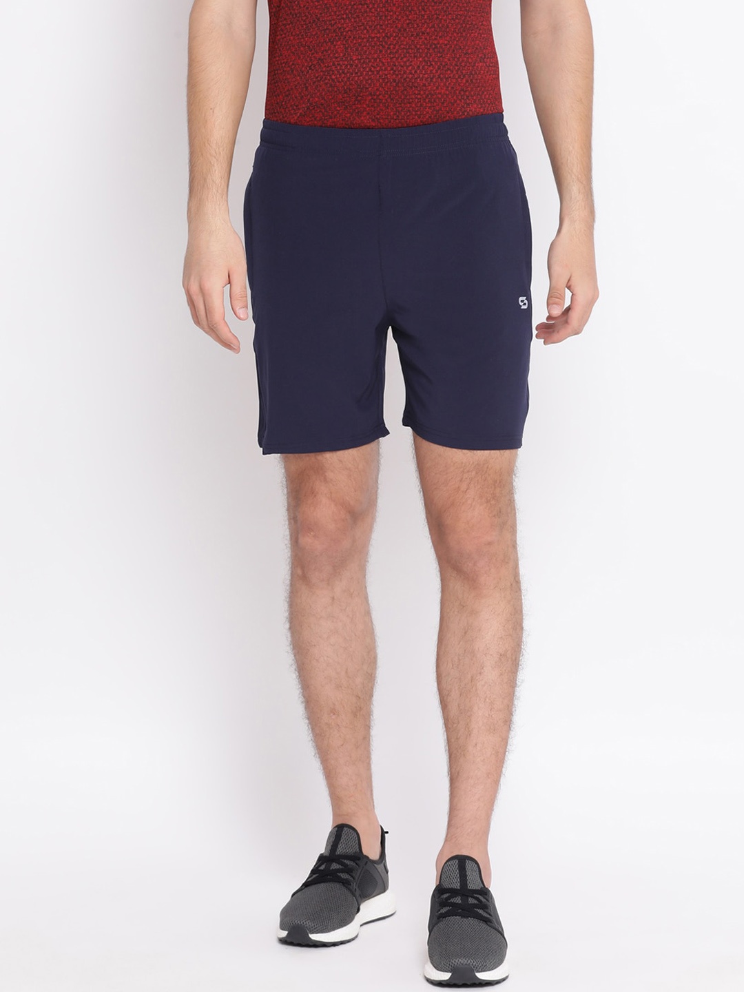 

Spolei Men Navy Blue Solid Slim Fit Sports Shorts