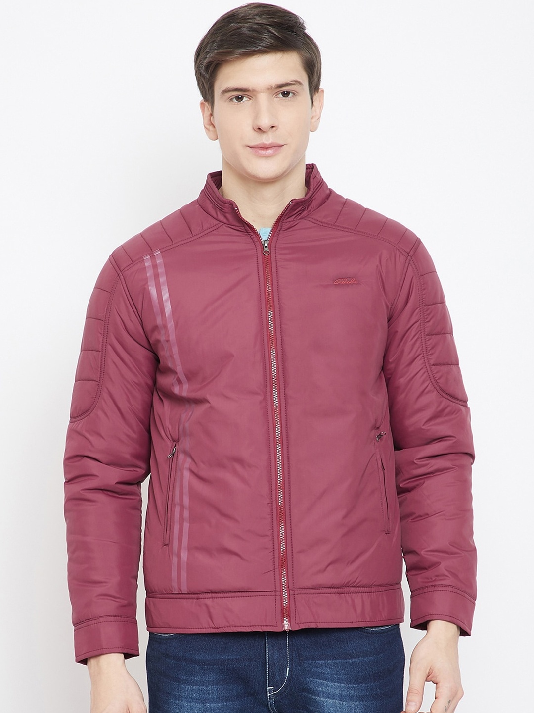 

Adobe Men Burgundy Solid Lightweight Padded Jacket