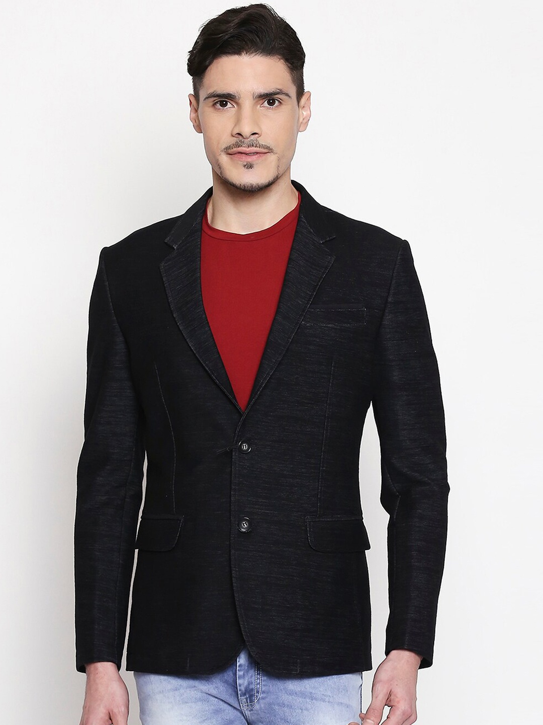 

Mufti Men Black Solid Single-Breasted Casual Blazer