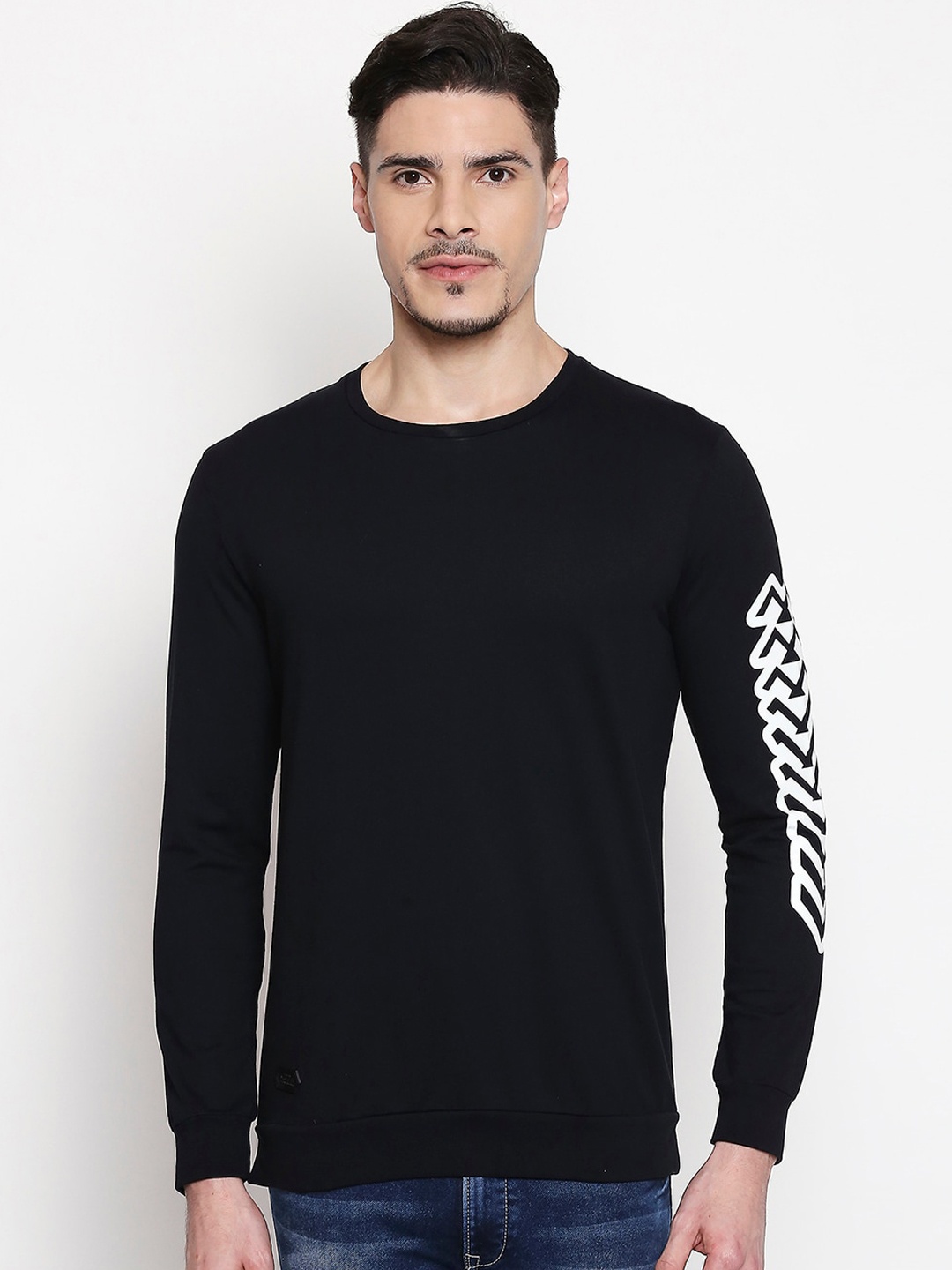 

Mufti Men Black Printed Round Neck Pure Cotton T-shirt