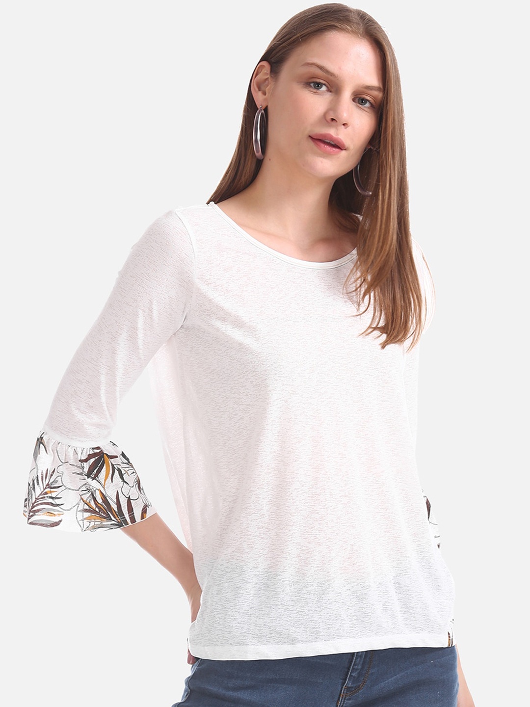

Cherokee Women White Self Design Top