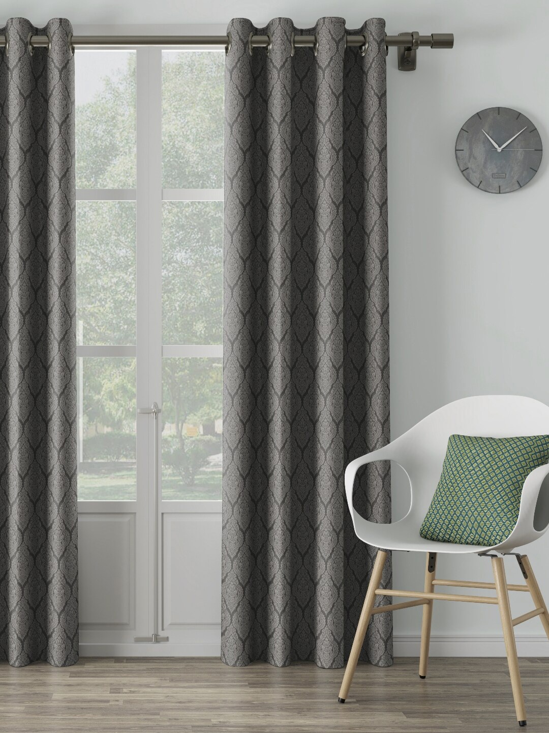 

DDecor Grey Printed Single Curtain Curtain