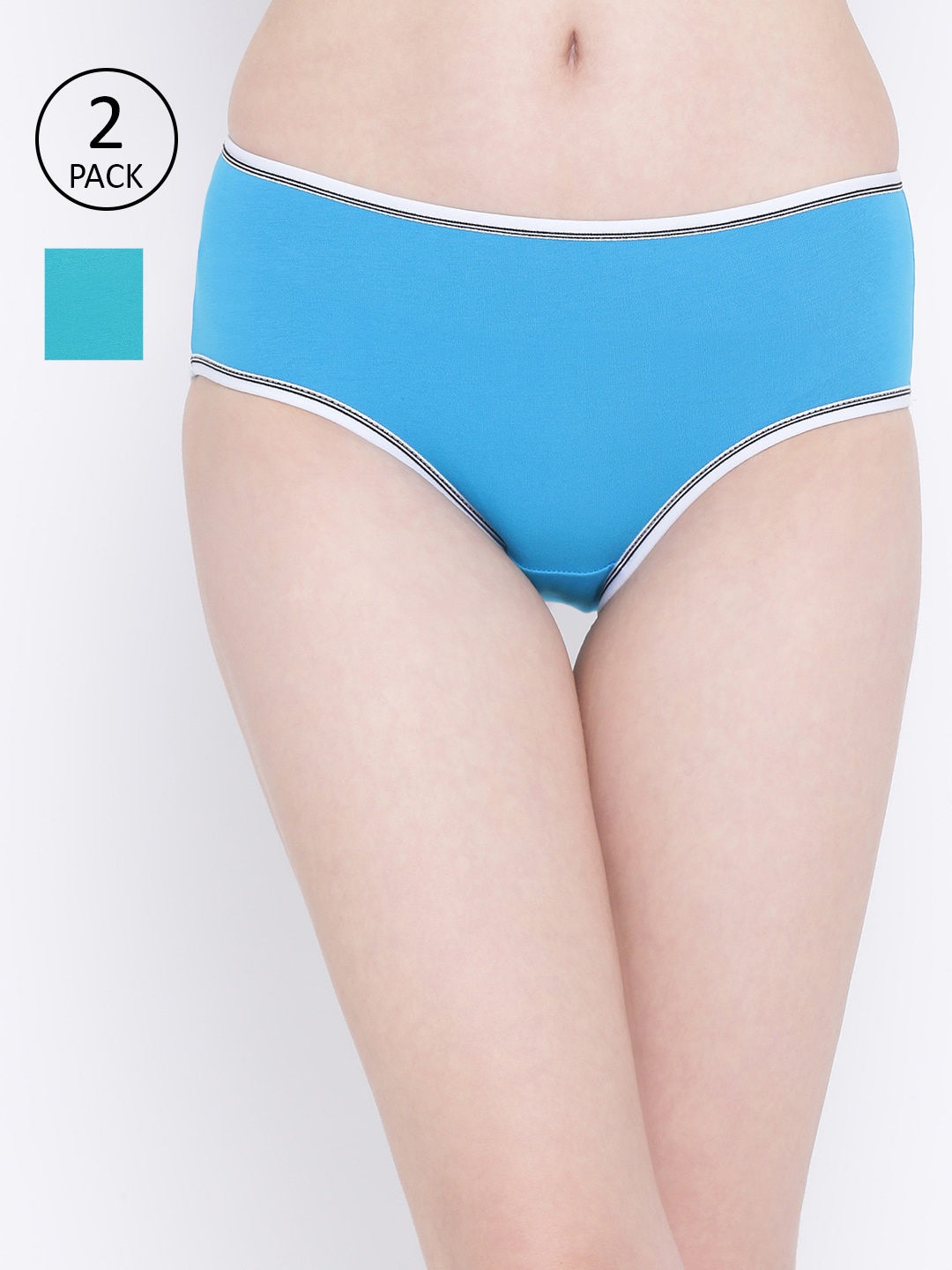 

Clovia Women Pack of 2 Solid Hipster Briefs COMPNC769S, Teal