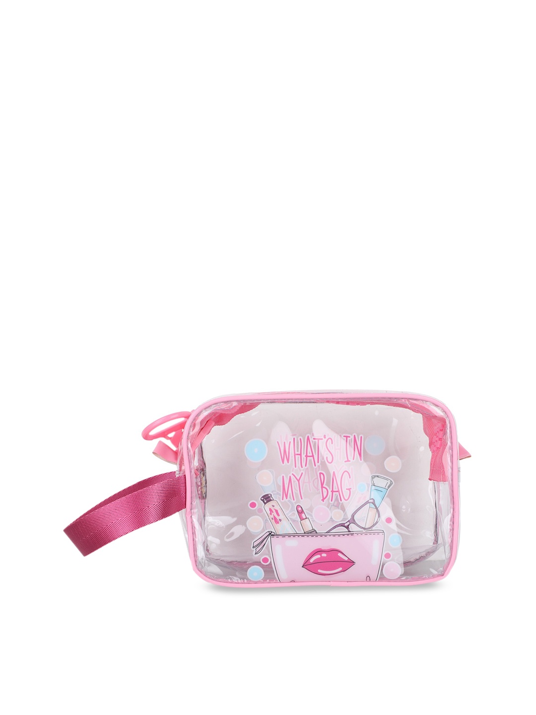 

FabSeasons Women Transparent & Pink Printed Pouch
